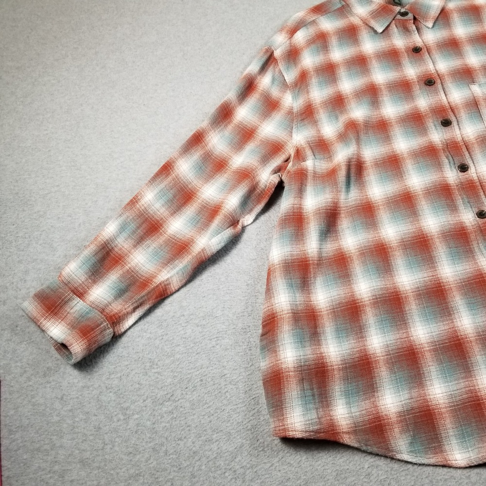 NEW Wild Fable Flannel Shirt Women XXL 2XL Red Blue Plaid Button Up Long Sleeve - Picture 3 of 10